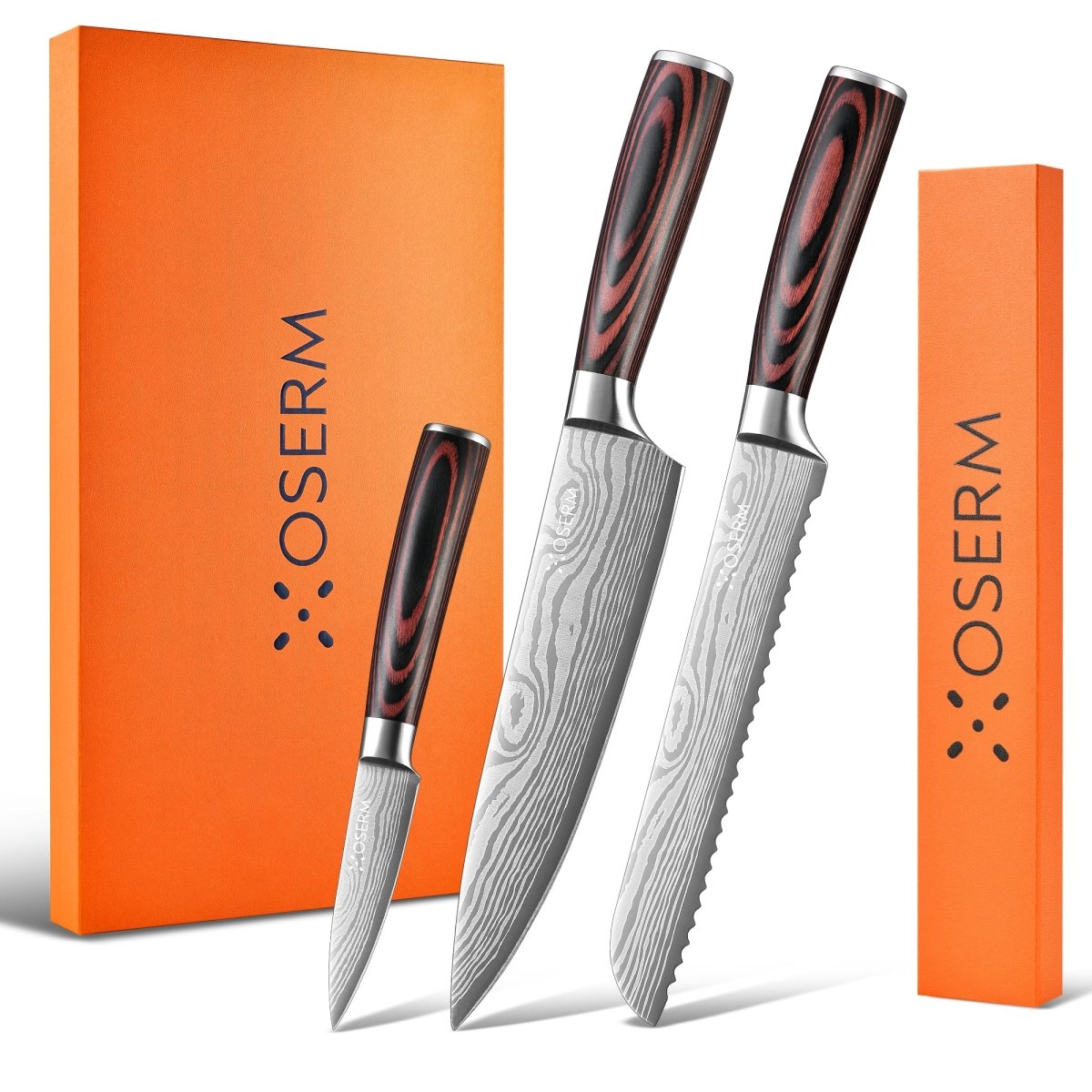 OSERM 3+1 Pieces Kitchen Knife Set with Mystery Box