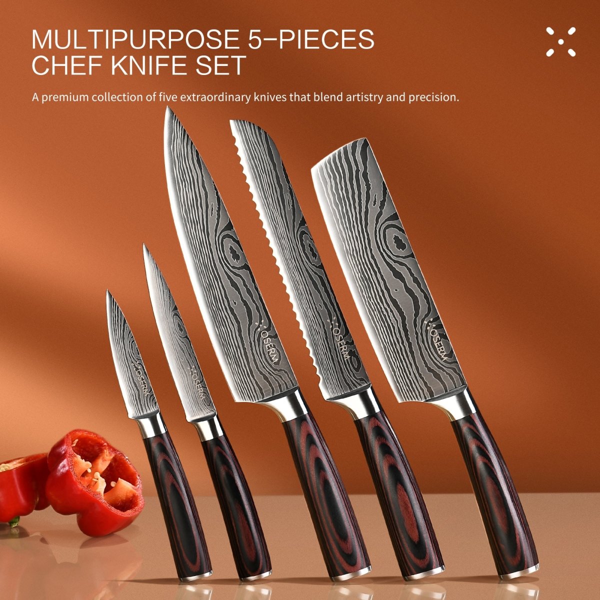 OSERM 5+1 Pieces Kitchen Knife Set with Mystery Box