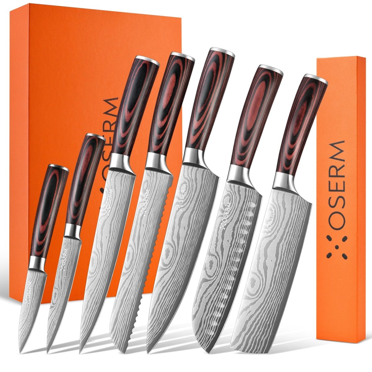 OSERM 7+1 Pieces Kitchen Knife Set with Mystery Box