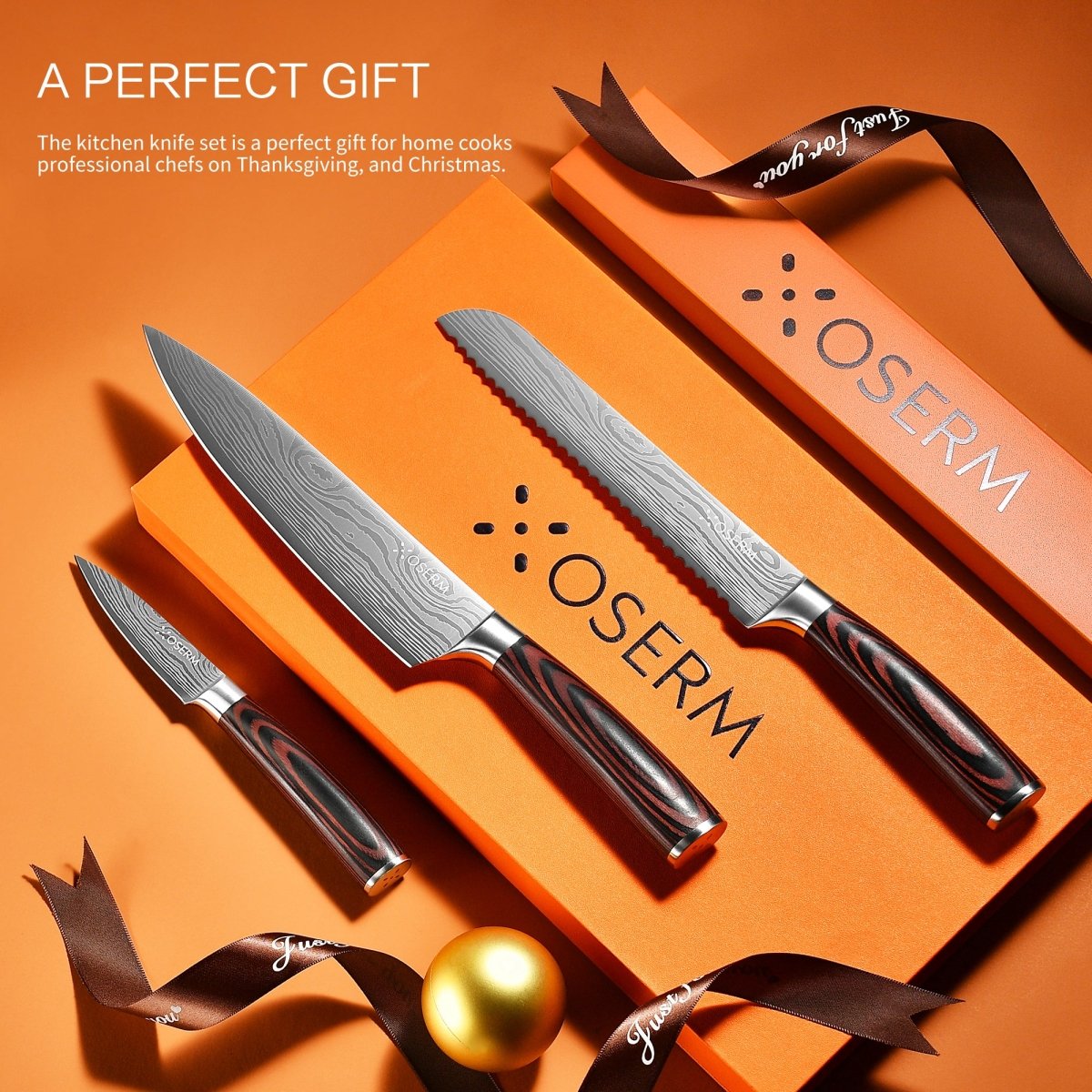 OSERM Kitchen Knife Set with Free 8'' Chef Knife