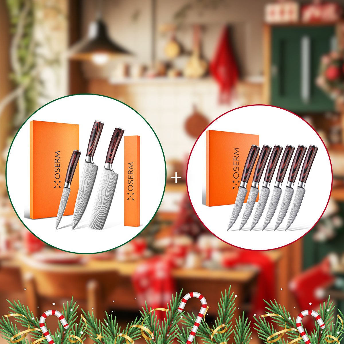 OSERM Kitchen Knife Set with Free 8'' Chef Knife