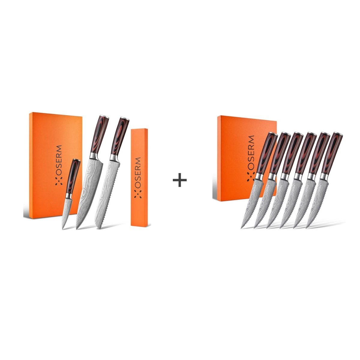 OSERM Kitchen Knife Set with Free 8'' Chef Knife