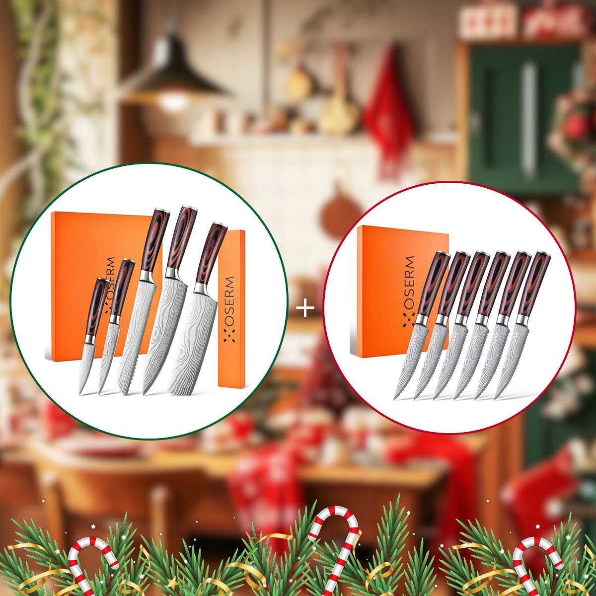 OSERM Kitchen Knife Set with Free 8'' Chef Knife